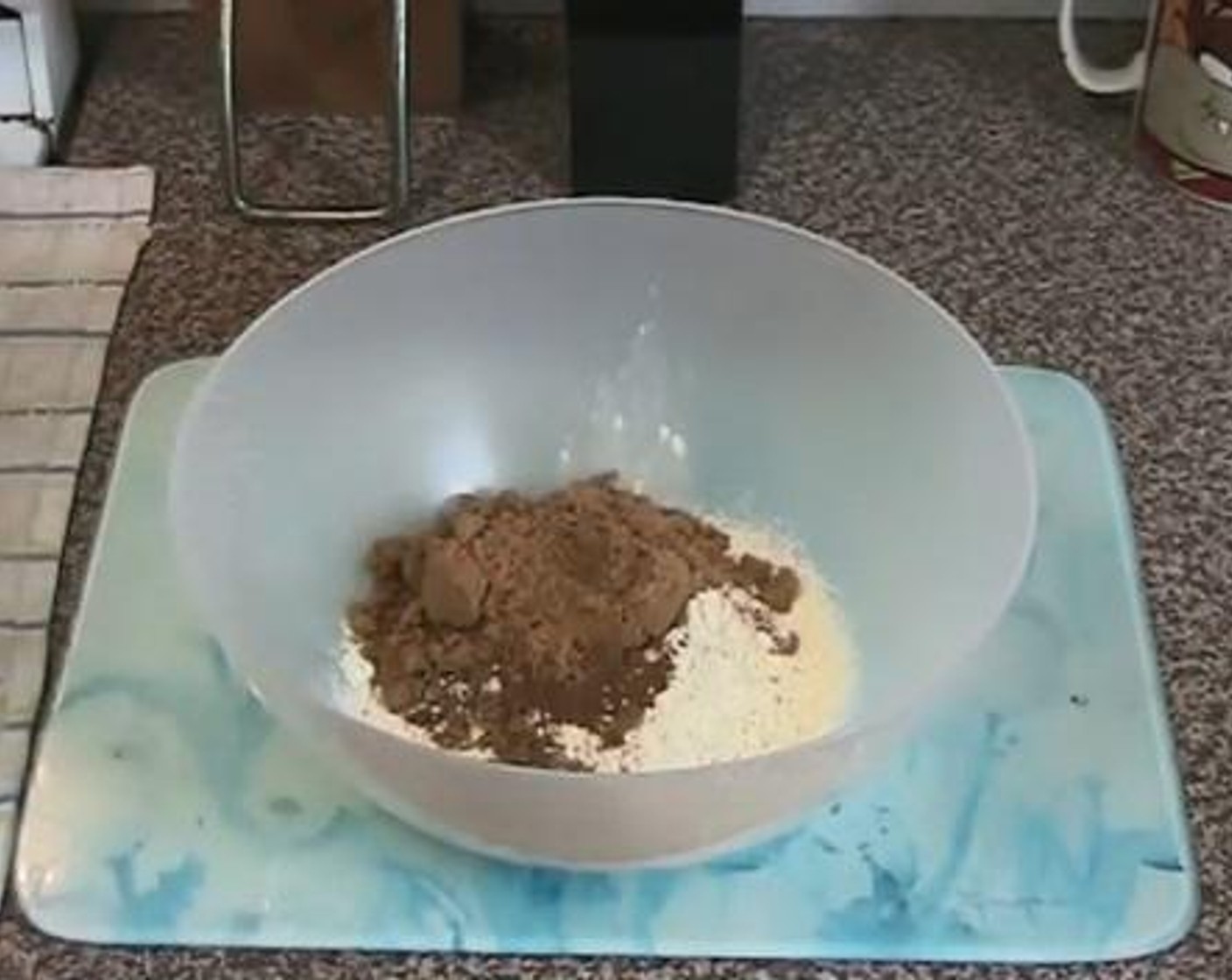 step 1 Into a large bowl, add and mix the All-Purpose Flour (1 cup), Self-Rising Flour (1/2 cup), Simply Organic Cinnamon, Ground (1 tsp), and Brown Sugar (1 cup).